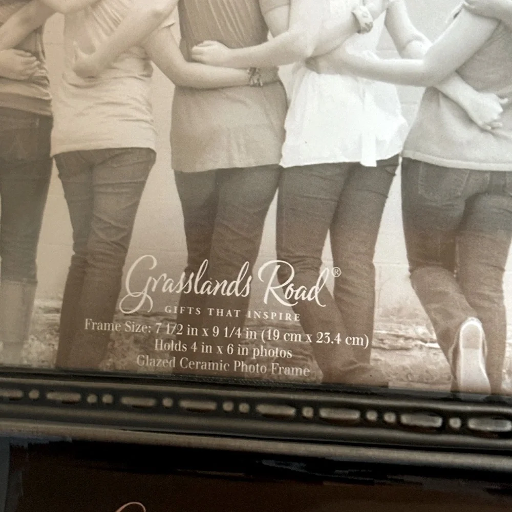 Grasslands Road Ceramic Black Photo Frame. Good Times Good Friends | 7.5”x9.25”
